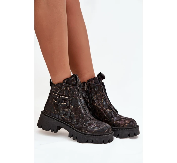 Dámské botky Artiker – černá/zlatá ozdobou, zateplené Dámské botky Artiker – černá/zlatá ozdobou, zateplené