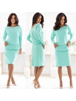 Teplákové šaty s kapsami 189-12 mint - Numoco Teplákové šaty s kapsami 189-12 mint - Numoco