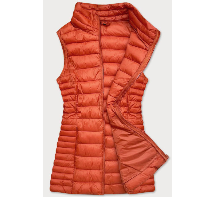 Prošívaná dámská vesta v cihlové barvě (23038)