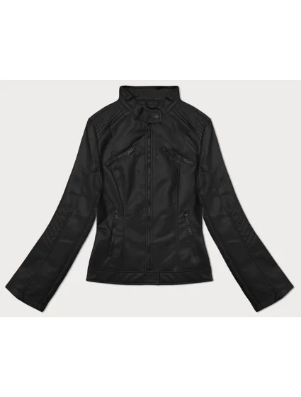 Černá dámská bunda z ekologické kůže se stojáčkem model 19576678 - J.STYLE Černá dámská bunda z ekologické kůže se stojáčkem model 19576678 - J.STYLE