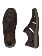 Pánské hnědé prolamované kožené polobotky model 22021938 - Rieker