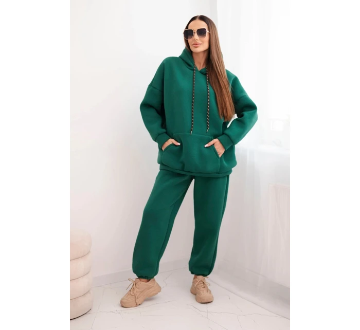 Dámský teplákový komplet zateplený z bavlny s kapucí zelený Dámský teplákový komplet zateplený z bavlny s kapucí zelený