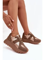 Dámské Zateplené Sneakersy Na Platformě Big Star OO274A218 HI-POLY SYSTEM Hnědé Dámské Zateplené Sneakersy Na Platformě Big Star OO274A218 HI-POLY SYSTEM Hnědé