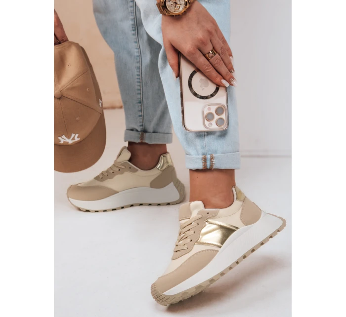 Dámské tenisky s plochou podrážkou NEWSTREET beige FashionStreet ZY0613