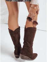 Dámské semišové kovbojské boty hnědé Dstreet ZY1160