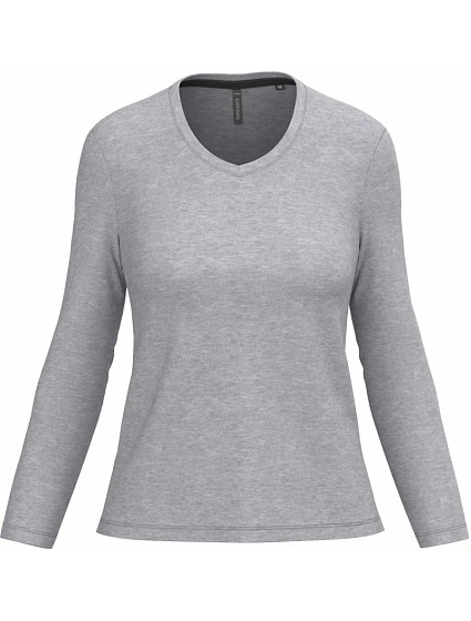 Kariban K 382 Dámské tričko do V s dl. rukávem 20.K382 oxford grey Kariban K 382 Dámské tričko do V s dl. rukávem 20.K382 oxford grey