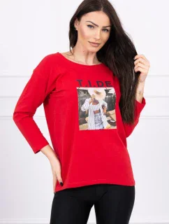 Halenka s potiskem model 18744208 červená - K-Fashion