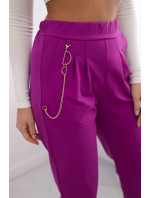 Kalhoty new punto s řetízkem tmavě fialová