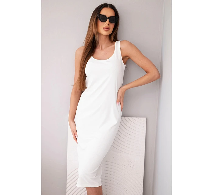 Dámské viskózové žebrované šaty na ramínkách ecru Dámské viskózové žebrované šaty na ramínkách ecru