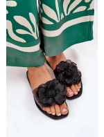 Průhledné Ploché Pantofle Dámské Se Umělou Květinou Černé Vobetta Průhledné Ploché Pantofle Dámské Se Umělou Květinou Černé Vobetta