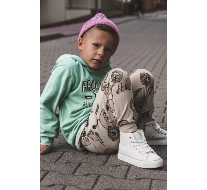 Dětské vysoké tenisky se zipem Big Star KK374227 Bíle Dětské vysoké tenisky se zipem Big Star KK374227 Bíle