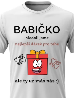 Dámské bavlněné tričko s potiskem - NEJLEPŠÍ DÁREK PRO BABIČKU - bílé 