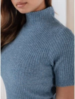 Dámský žebrovaný svetr s krátkým rukávem GIRLGLORY blue FashionStreet MY2555 Dámský žebrovaný svetr s krátkým rukávem GIRLGLORY blue FashionStreet MY2555