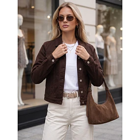 Kurtka jeansowa damska przejściowa brązowa model 22341145 - FashionStreet