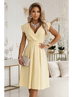 SCARLETT rozšířené midi šaty s obálkovým výstřihem a páskem  žluté model 22043325 - numoco