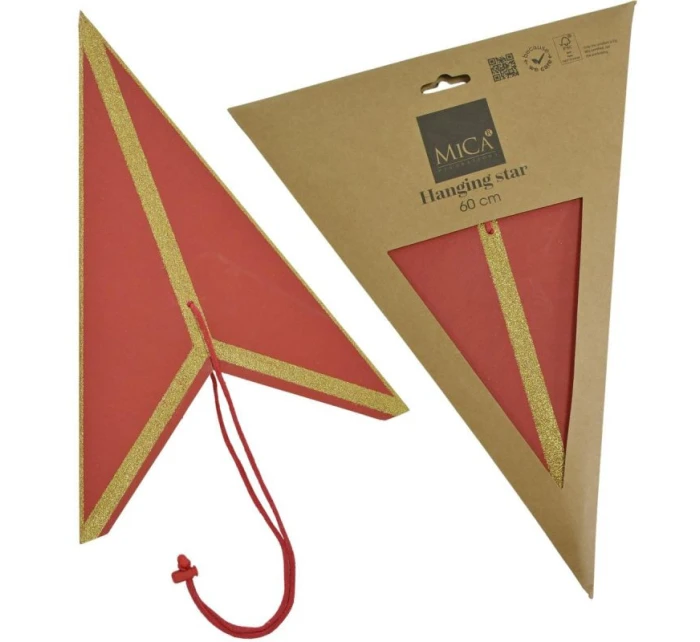 FSC závěsný papír DECORATIVE STAR 18x60CM RED 7 odstínů MICA