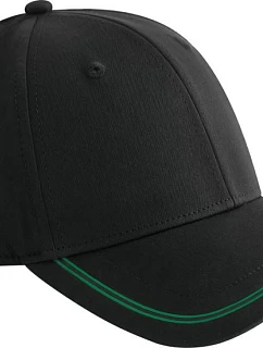Beechfield B 166R 6 panelová kšiltovka "Match Day" 53.166R black/kelly green