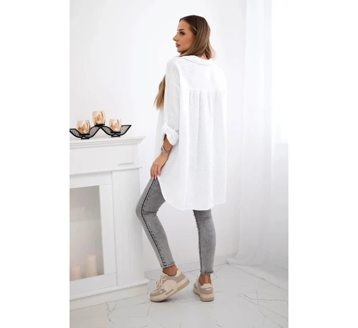 Bavlněná mušelínová košile bílý