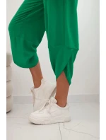 Kalhoty se širokými nohavicemi a kapsami zelený Kalhoty se širokými nohavicemi a kapsami zelený