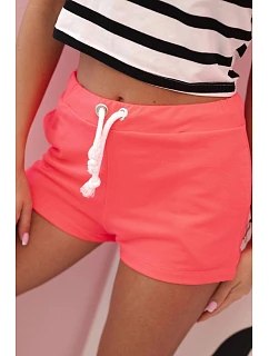 Dámské šortky z bavlny s tkaničkou neonově růžový
