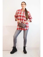 Dámská kostkovaná bavlněná košile s efektem obnošení červená Dámská kostkovaná bavlněná košile s efektem obnošení červená