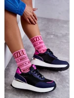 Dámská sportovní obuv na klínku GOE KK2N4081 černé a Námořnická modrá Dámská sportovní obuv na klínku GOE KK2N4081 černé a Námořnická modrá