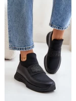 Sportovní Boty Na Platformě Kožené Černé model 21671710 - Artiker