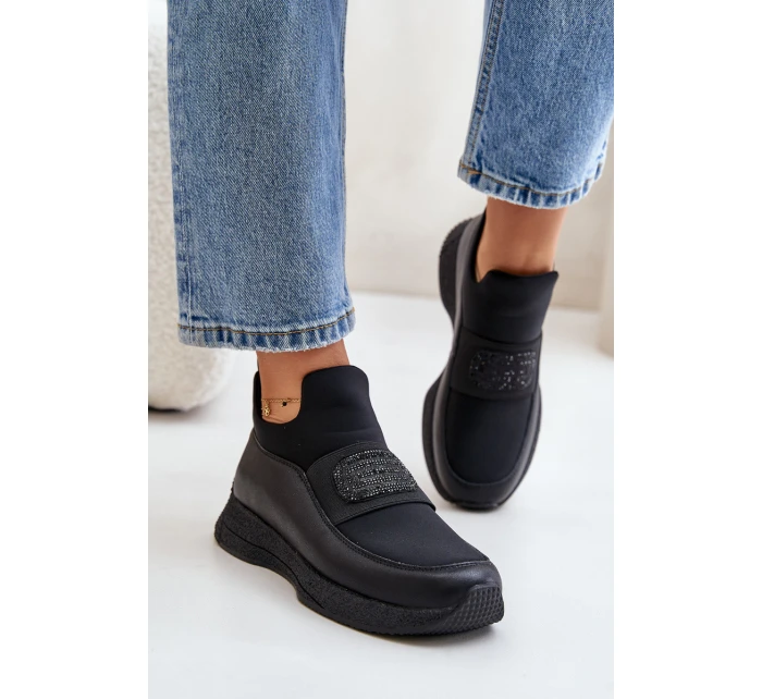 Sportovní Boty Na Platformě Kožené Černé model 21671710 - Artiker