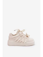 Eko Kožené Tenisky Na Platformě Béžové model 21687587 - Boto Eko Kožené Tenisky Na Platformě Béžové model 21687587 - Boto