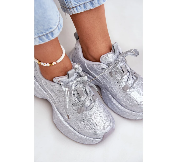 Dámské tenisky zdobené krystaly stříbrné Porrot Dámské tenisky zdobené krystaly stříbrné Porrot