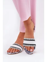 Vzory Ploché Dámské Pantofle Bílé Leysi Vzory Ploché Dámské Pantofle Bílé Leysi