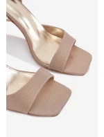 Dámské sandály na jehlovém podpatku třpytivé zlaté Brisora Dámské sandály na jehlovém podpatku třpytivé zlaté Brisora