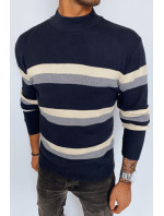 Pánský pruhovaný svetr s rolákem, tmavě modrá Dstreet WX2126