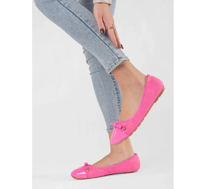 Praktické dámské růžové  baleríny bez podpatku