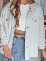 Dámské oversize košilové sako OVERBOR světle šedé FashionStreet TY4890