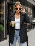 Dámská přechodná bunda s páskem černá FashionStreet TY5588 Dámská přechodná bunda s páskem černá FashionStreet TY5588