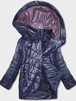 Dámská bunda s asymetrickým zipem tmavě modrá (B8087-72051)