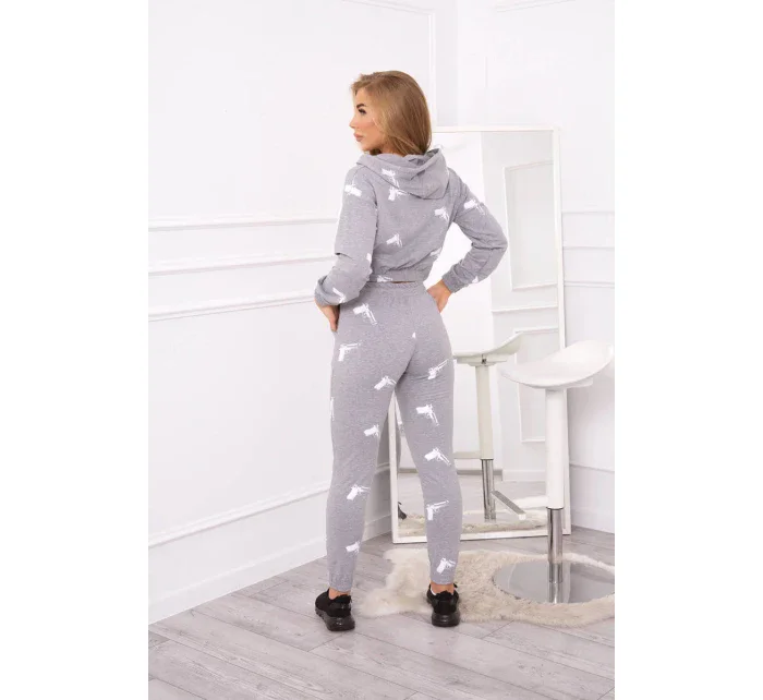 Sada s potiskem pistole šedá