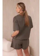 Sada s potiskem new punto halenkové + šortky khaki