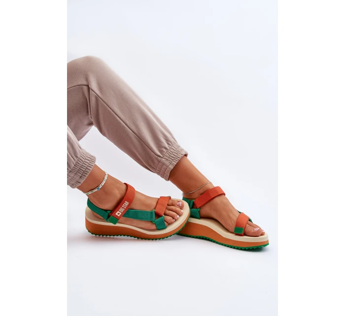 Dámské sandály na platformě a klíně Big Star NN274A053 zeleno-oranžové Dámské sandály na platformě a klíně Big Star NN274A053 zeleno-oranžové