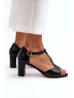 Dámské sandály na podpatku s ozdobným páskem eko kůže černé Triavera Dámské sandály na podpatku s ozdobným páskem eko kůže černé Triavera