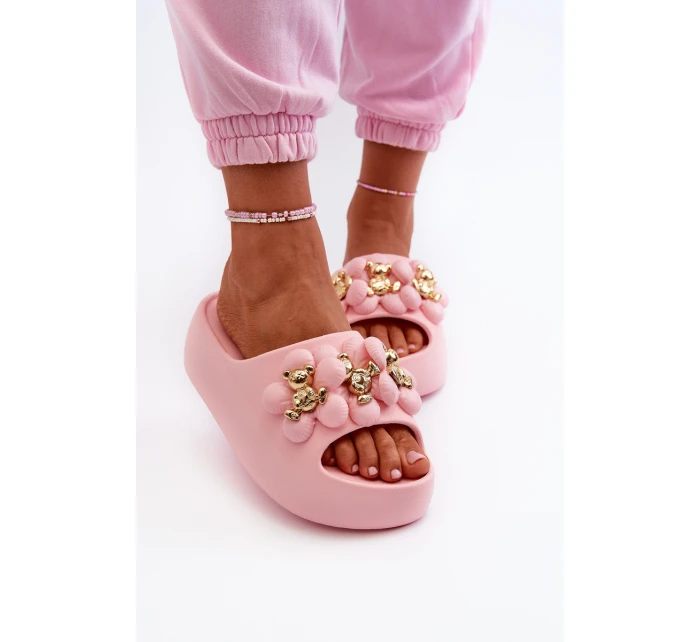 Dámské pěnové žabky s ozdobami na tlusté podrážce růžové od model 21666035 - Boto Dámské pěnové žabky s ozdobami na tlusté podrážce růžové od model 21666035 - Boto