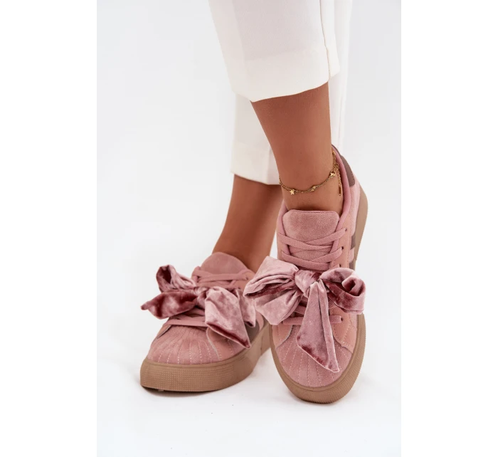 Dámské tenisky s mašlí růžové model 21710139 - Boto Dámské tenisky s mašlí růžové model 21710139 - Boto