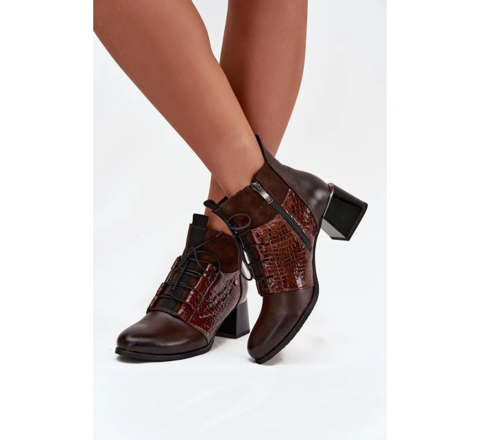 model 21712117 kožené kotníčkové boty na podpatku vyhřívané čokoládové - Zazoo model 21712117 kožené kotníčkové boty na podpatku vyhřívané čokoládové - Zazoo