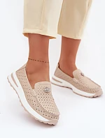 Dámské vzorované mokasíny z přírodní kůže béžové Kemela