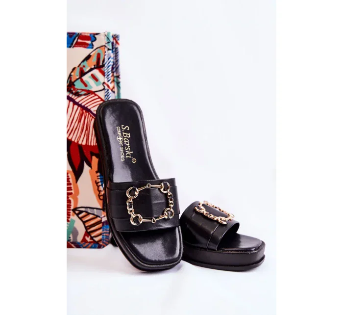 Dámské módní kožené pantofle Černá Adaline Dámské módní kožené pantofle Černá Adaline