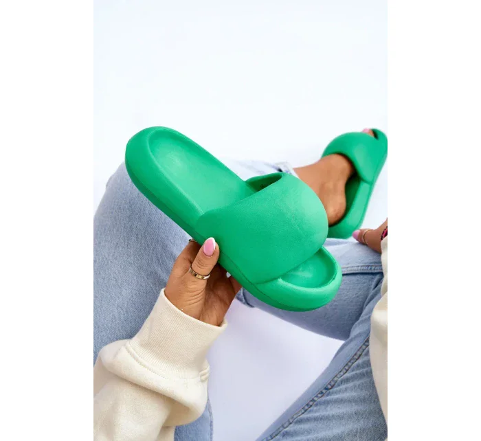 Dámské lehké pěnové pantofle na platformě Zelene Milton
