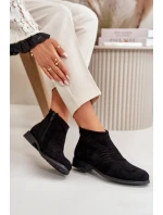 Dámské Kotníkové Boty Na Plochém Podpatku Ažurové Černé S.Barski Dámské Kotníkové Boty Na Plochém Podpatku Ažurové Černé S.Barski