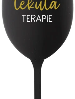 TATÍNKOVA TEKUTÁ TERAPIE - černá sklenice na víno 350 ml
