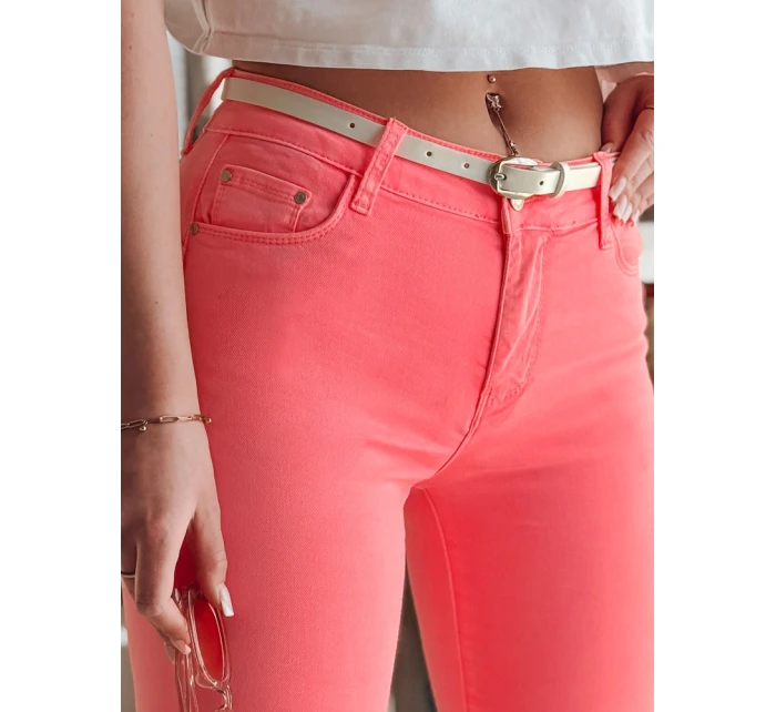 Dámské úzké kalhoty s páskem VIVASKIN světle růžové FashionStreet UY2468 Dámské úzké kalhoty s páskem VIVASKIN světle růžové FashionStreet UY2468